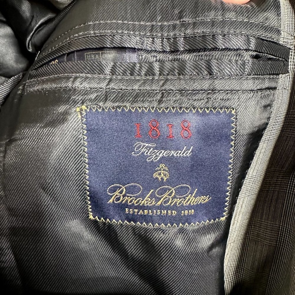 BROOKS BROTHERS Fitzgerald Made Italy Suit Jacket 42L/36 Wool Prince Of Whales - Picture 2 of 12